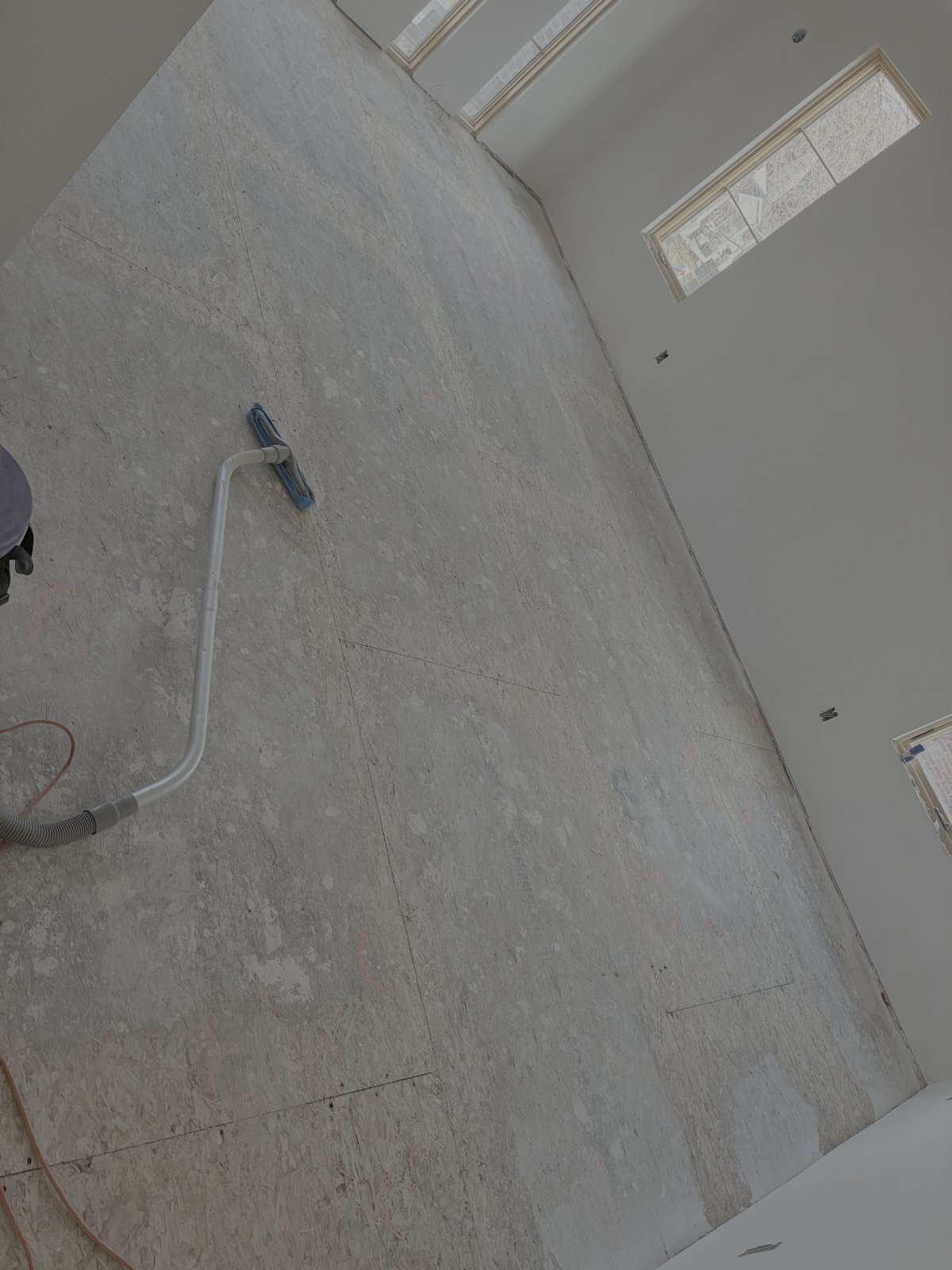 Great room subfloor, sanded and ready — before install