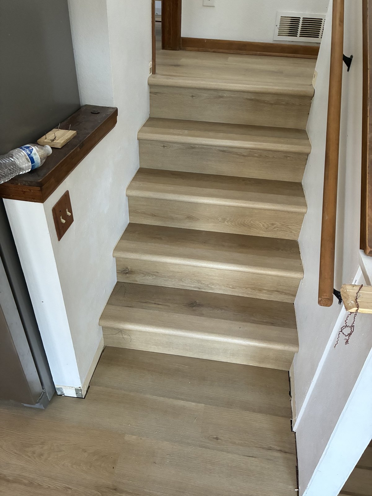 Second stairway, treads and risers wrapped